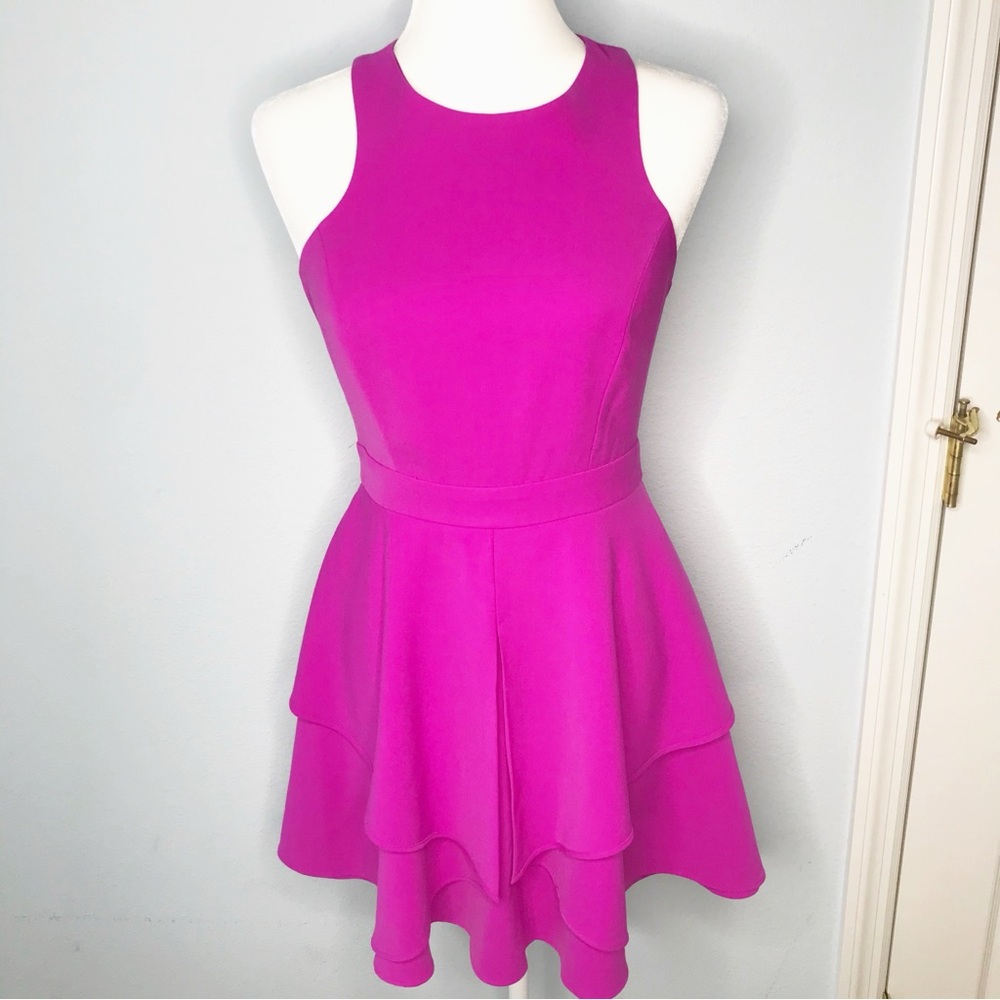 Adelyn Rae Alisa Fit & Flare Lace Dress Womens Size XSmall Magenta